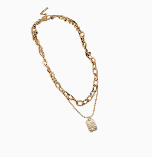 Letter Tag Double Layer Necklace