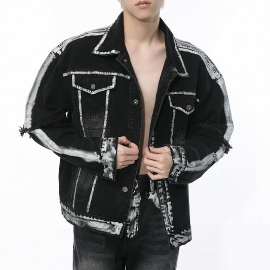 Spring Fashion Handmade Painting Retro Denim Suit