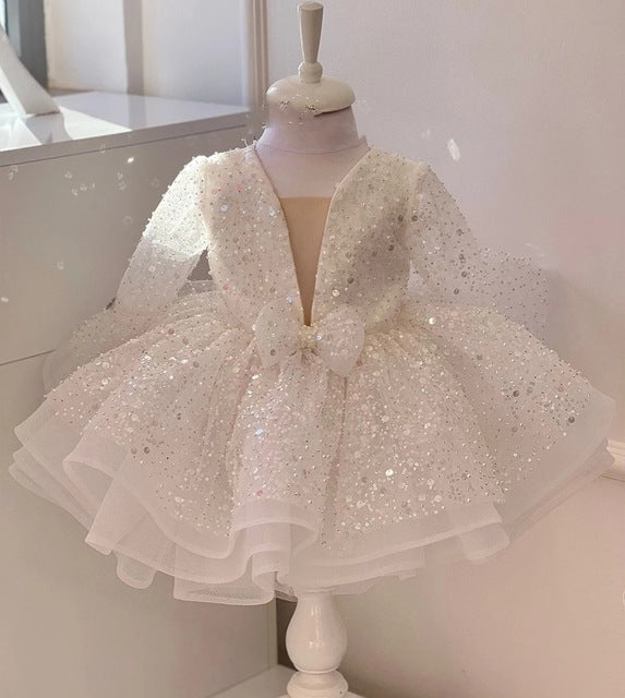 Sequin Girls' Poncho Skirt Full Dress