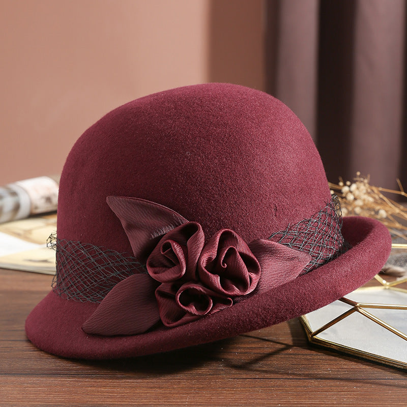 Women's Wool Top Retro Woolen Basin Hat