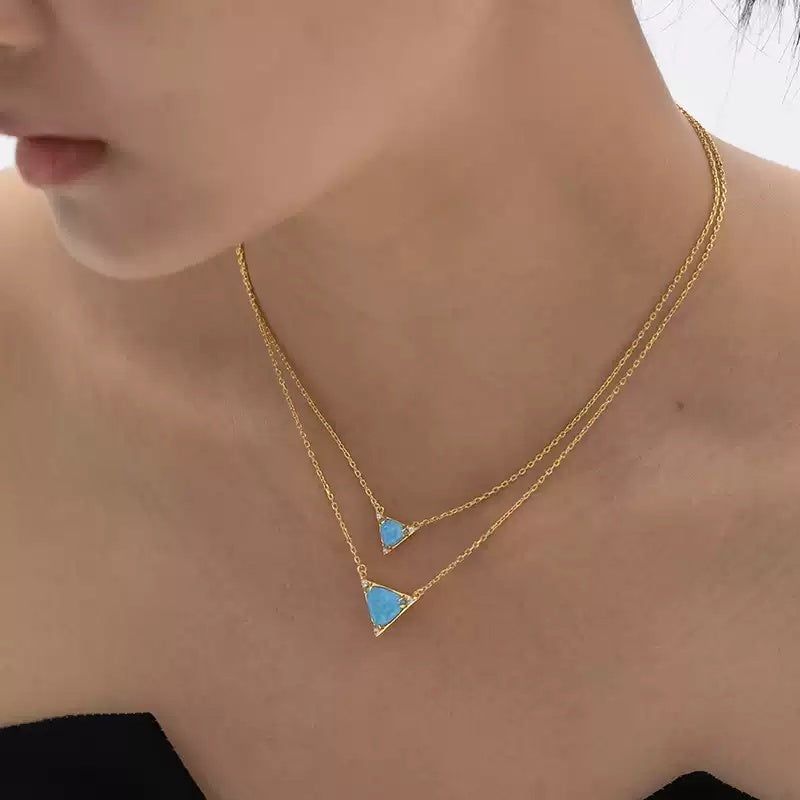 Opal Twin Clavicle Sweater Necklace