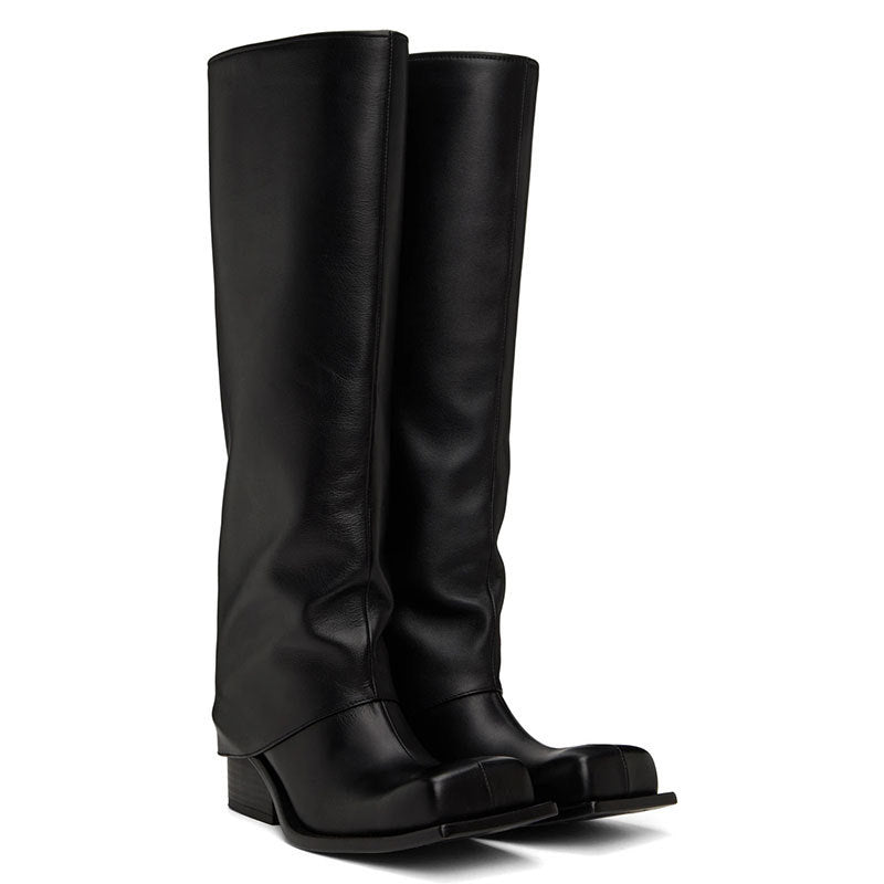 Large Apron Boots Thick Square Round Head Long Canister Boots
