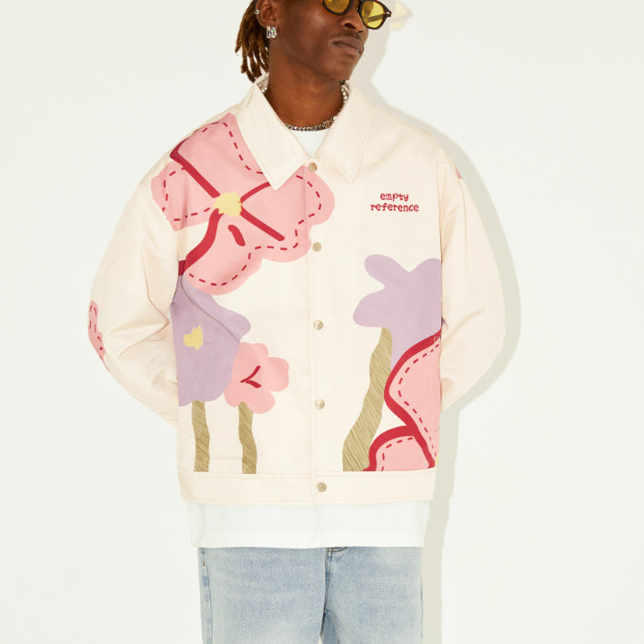 Original Spring Flowers Trend Loose Printed Jacket Coat