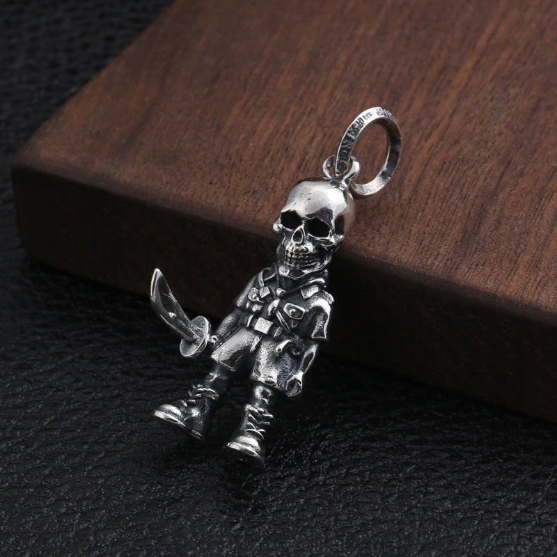 Creative Skull Soldier Pendant With Knife