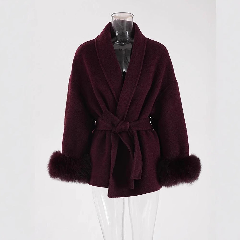 Fox Fur Double-sided Temperament Wool Overcoat
