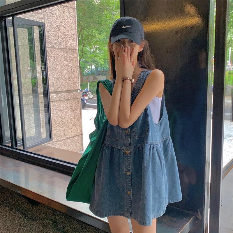 Women's Fashion Denim Brace Dress