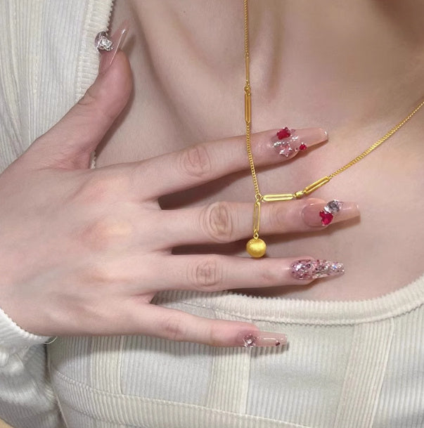 Lucky Beads Necklace Women With Ball And Bing Collarbone