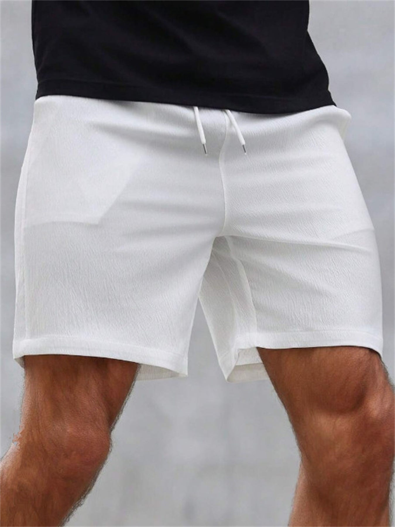 Drawstring Elastic Waist Breathable Solid Color Beach Shorts
