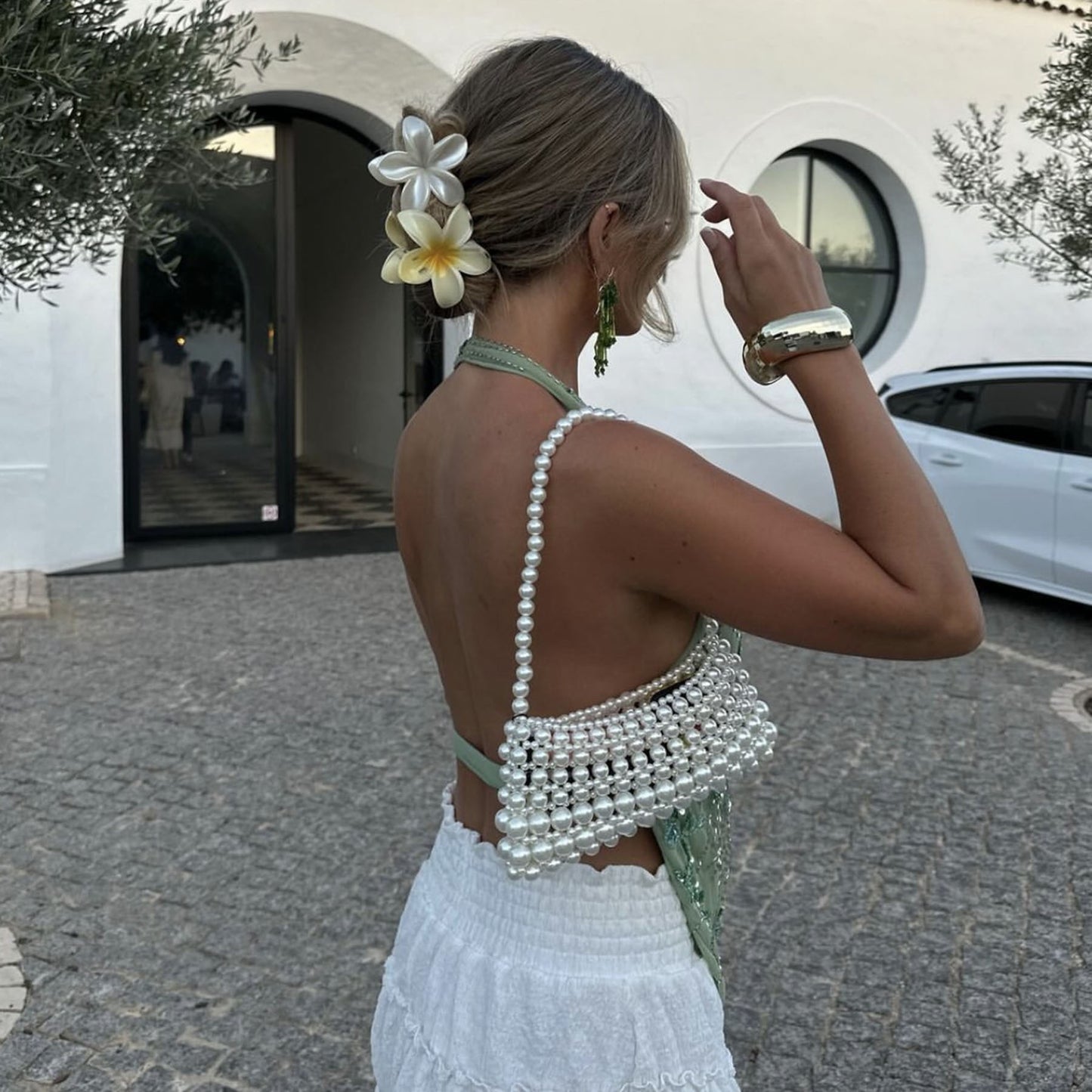 Women's Sexy Backless Sequined V-neck Top