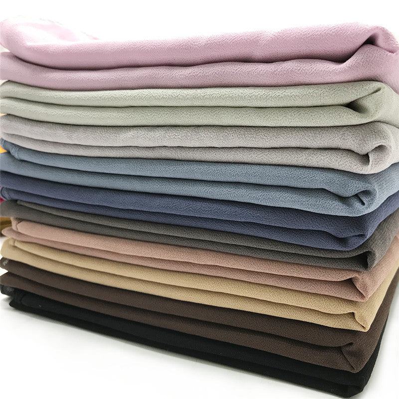 Women's Pure Color Pearl Chiffon Bubble Scarf Gauze Scarf
