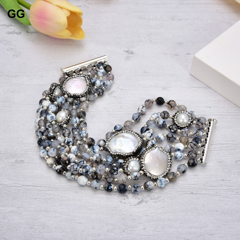 Round Agate Stone Women's Bracelet