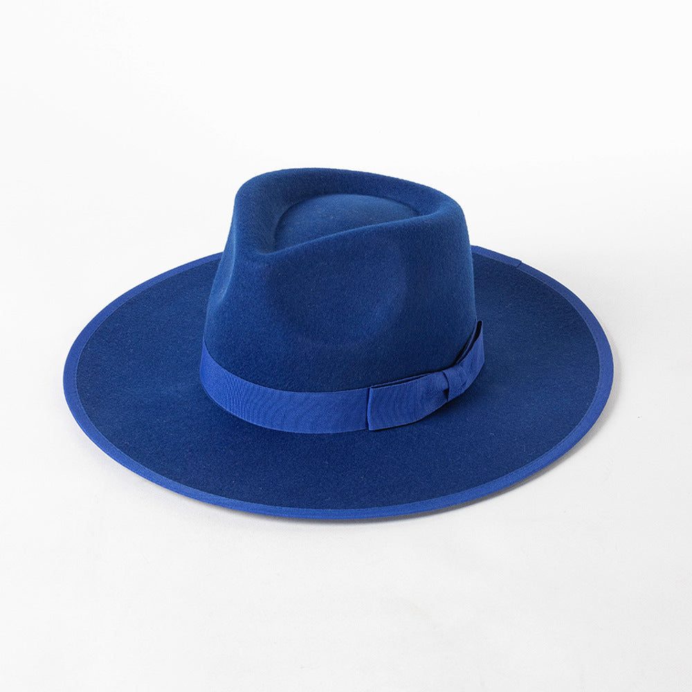 New Fashion Retro Crown Jazz Top Bow Wrapped Woolen Top Hat