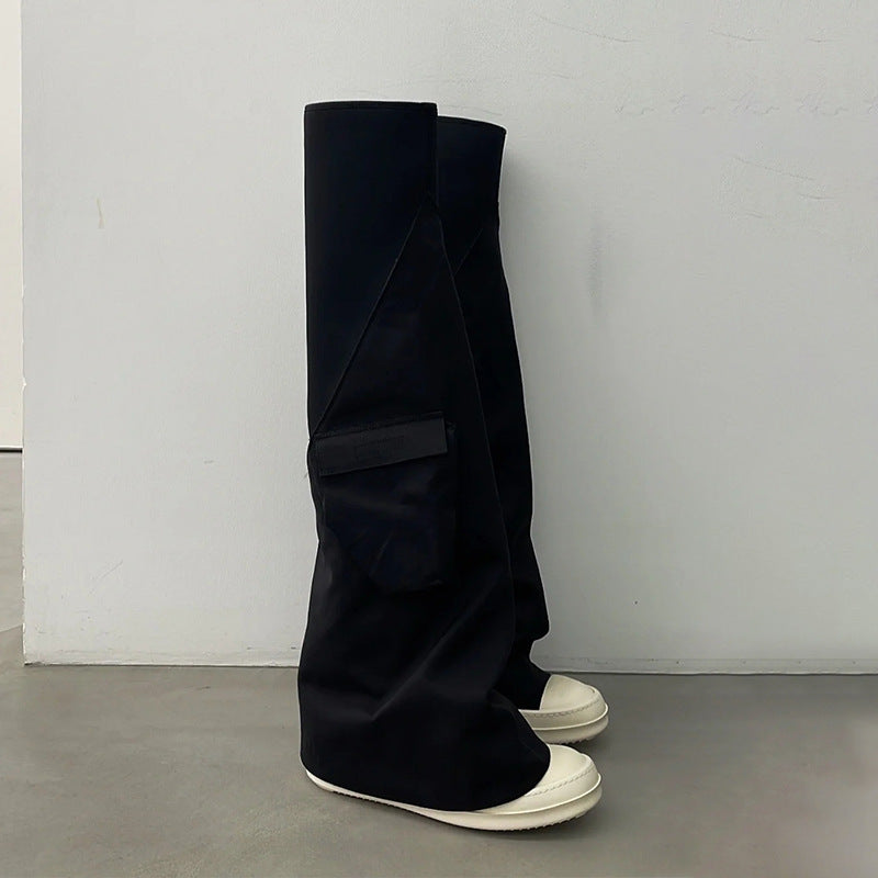 Internet Hot Canvas Pocket Pants Boots Genuine Leather
