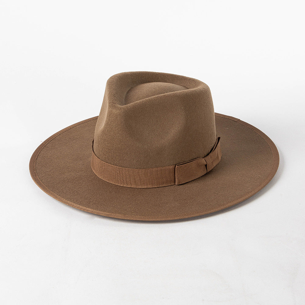 New Fashion Retro Crown Jazz Top Bow Wrapped Woolen Top Hat