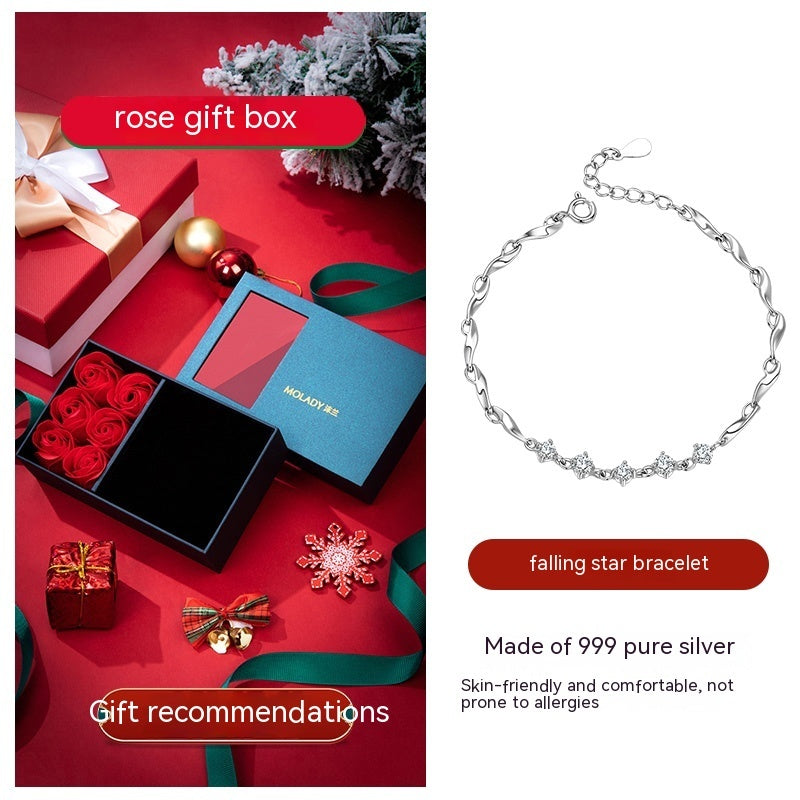 999 Sterling Silver Bracelet For Women's Light Luxury Niche