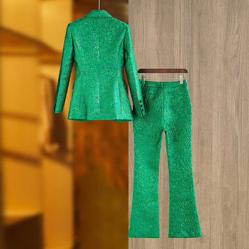 Green Three-dimensional Embroidered Suit Costume Suit
